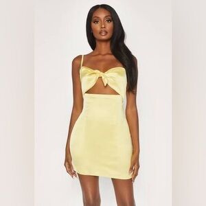 Meshki Tie-Front Satin Mini Dress – Lemon Yellow (XS)
